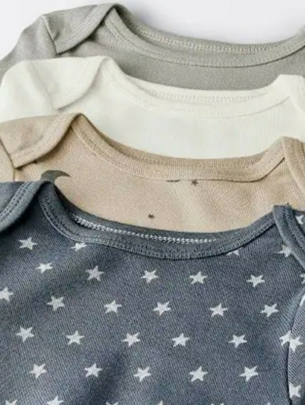 cloud island Neutral Star, Moon & Solid Bodysuit Set - Blue, Cream, Tan, Gray
